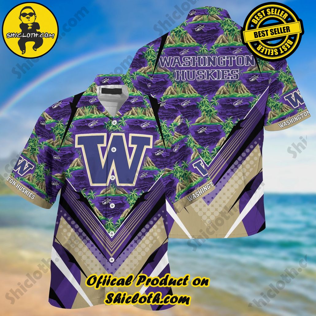 NCAA Washington Huskies Green Purple Trendy Hawaiian Shirt Aloha Shirt