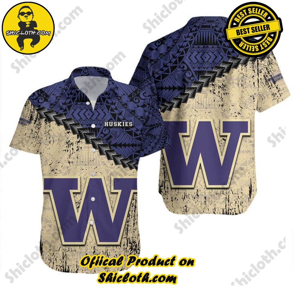NCAA Washington Huskies Purple Gold Trendy Hawaiian Shirt Aloha Shirt