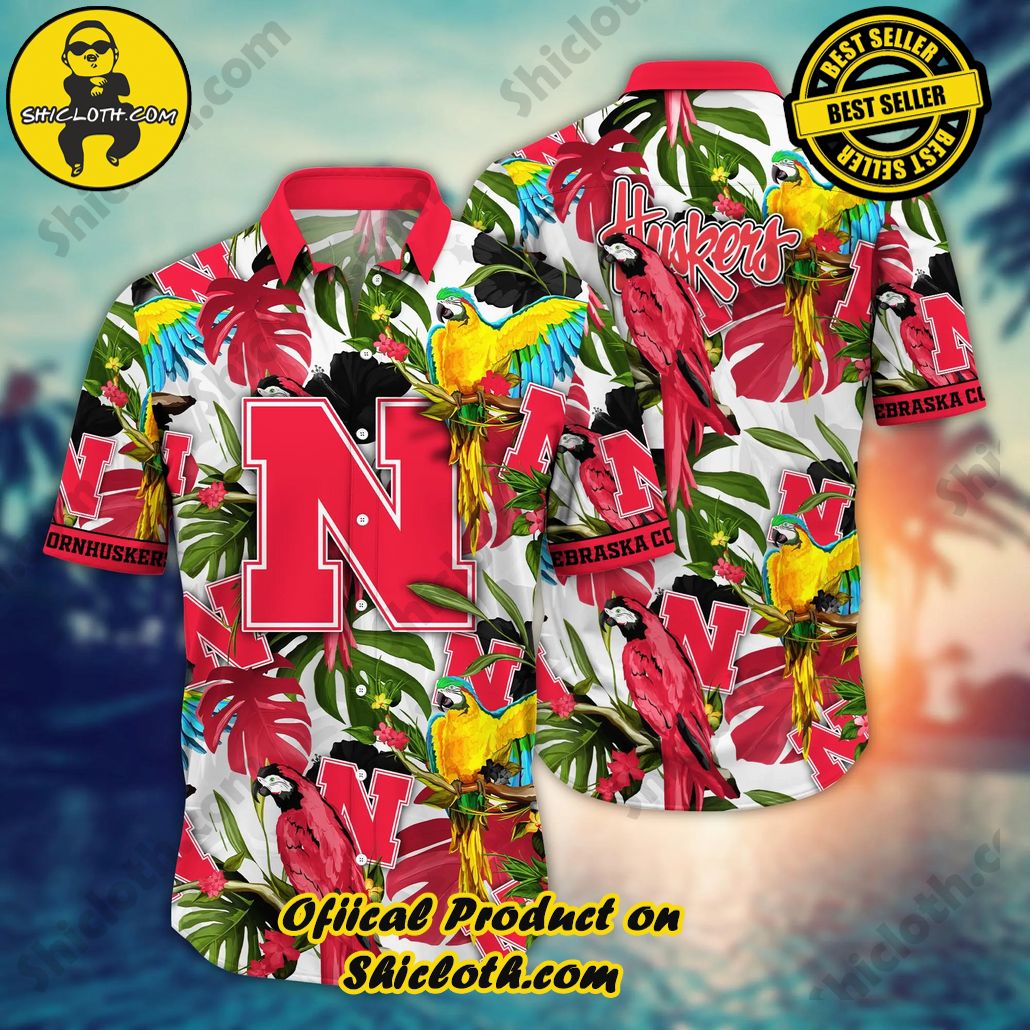 Nebraska Cornhuskers NCAA Hawaiian Shirt Tan Linestime Aloha Shirt