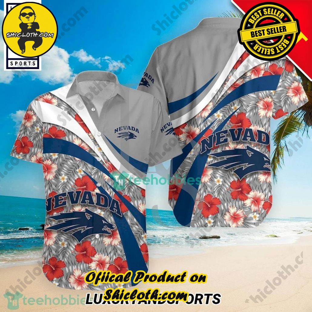 Nevada Wolf Pack NCAA Hibiscus Tropical Flower Hawaiian Shirt