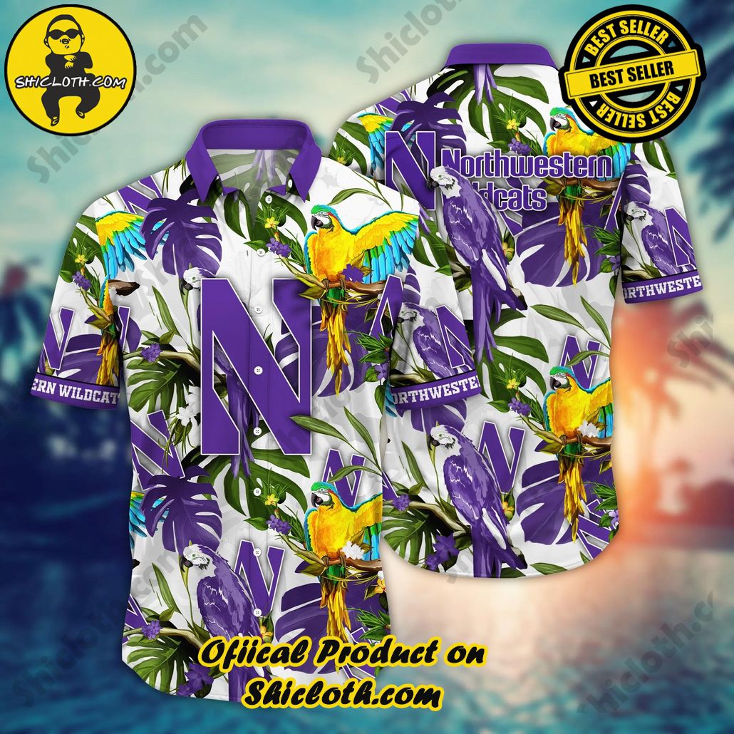 Northwestern Wildcats NCAA Hawaiian Shirt Umbrellas (For Sun)Time Aloha Shirt