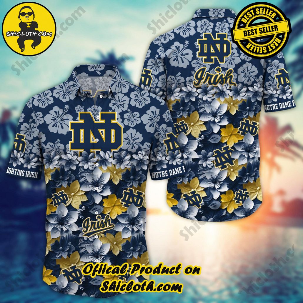 Notre Dame Fighting Irish NCAA1 Flower Hawaii Shirt And Tshirt For Fans, Summer Football Shirts