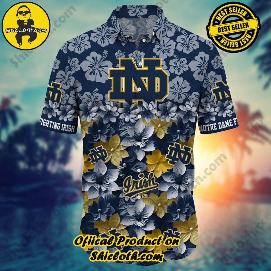 Notre Dame Fighting Irish NCAA1 Flower Hawaii Shirt And Tshirt For Fans, Summer Football Shirts 2 Notre Dame Fighting Irish NCAA1 Flower Hawaii Shirt And Tshirt For Fans, Summer Football Shirts - Image 2