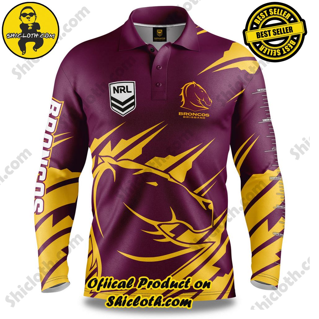 NRL Broncos Ignition Fishing Shirt - Adult