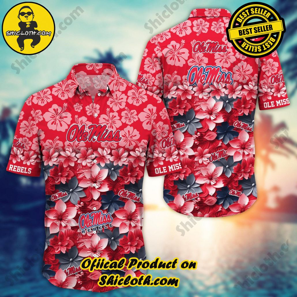 Ole Miss Rebels NCAA2 Flower Hawaii Shirt And Tshirt For Fans, Summer Football Shirts