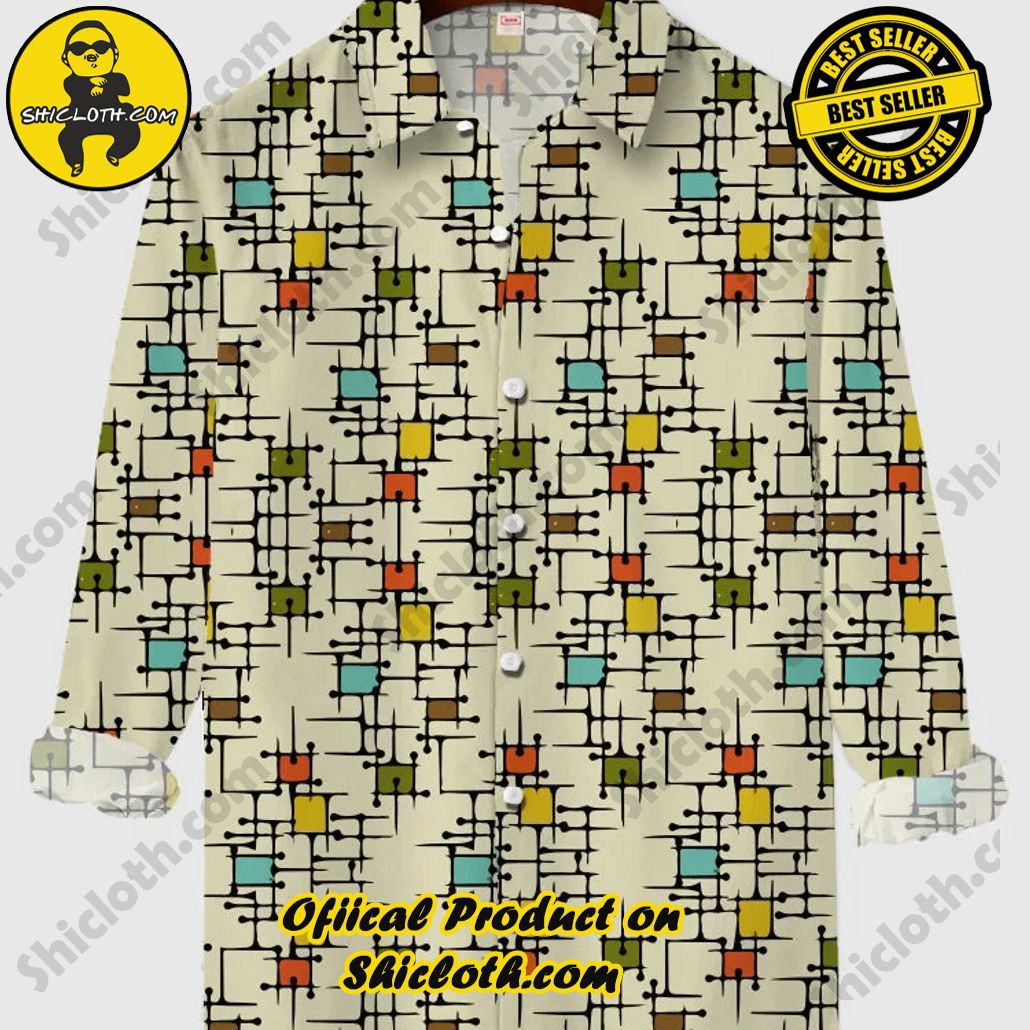 Plaid Series Vintage Abstract Medieval Pattern Printing Men's Long Sleeve Shirt