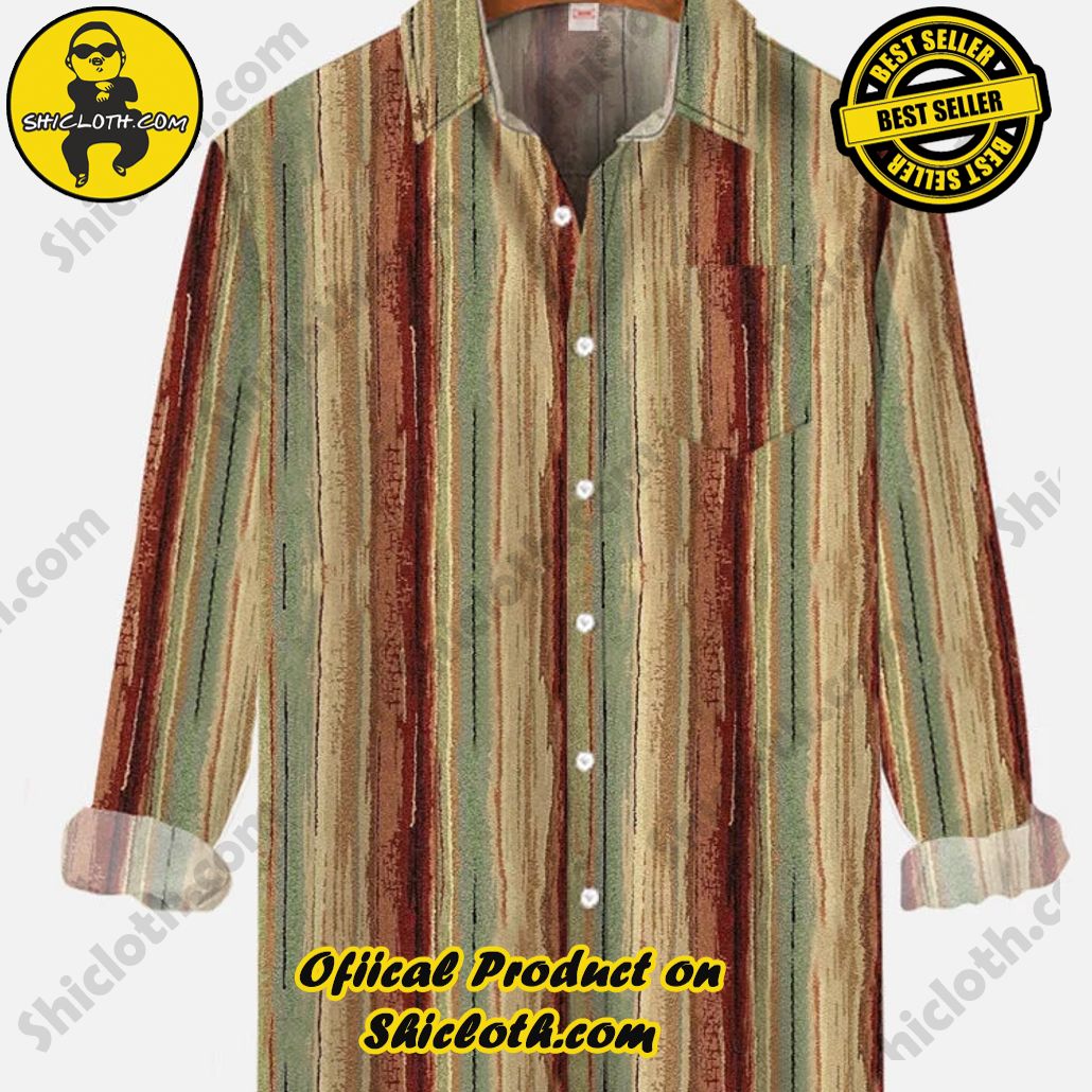 Retro Abstract Gradient Frayed Striped Printing Long Sleeve Shirt