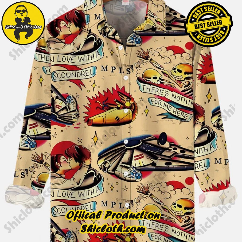 Retro Poster Skeleton Couple And Spaceship Printing Long Sleeve Shirt