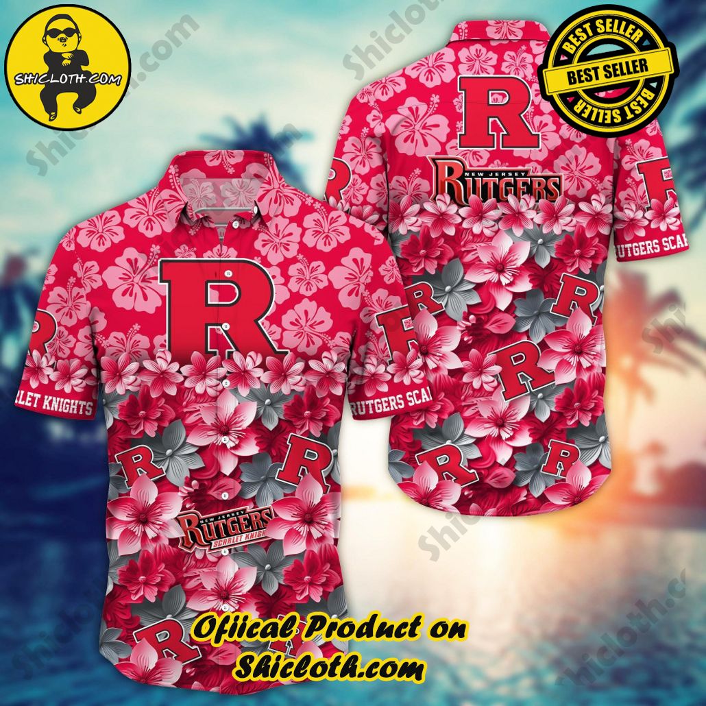 Rutgers Scarlet Knights NCAA3 Flower Hawaii Shirt And Tshirt For Fans, Summer Football Shirts