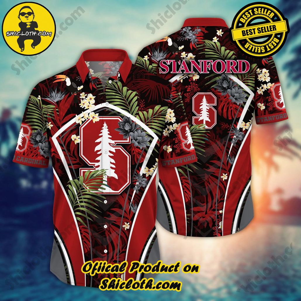 Stanford Cardinal NCAA Hawaiian Shirt Ocean Waves Aloha Shirt