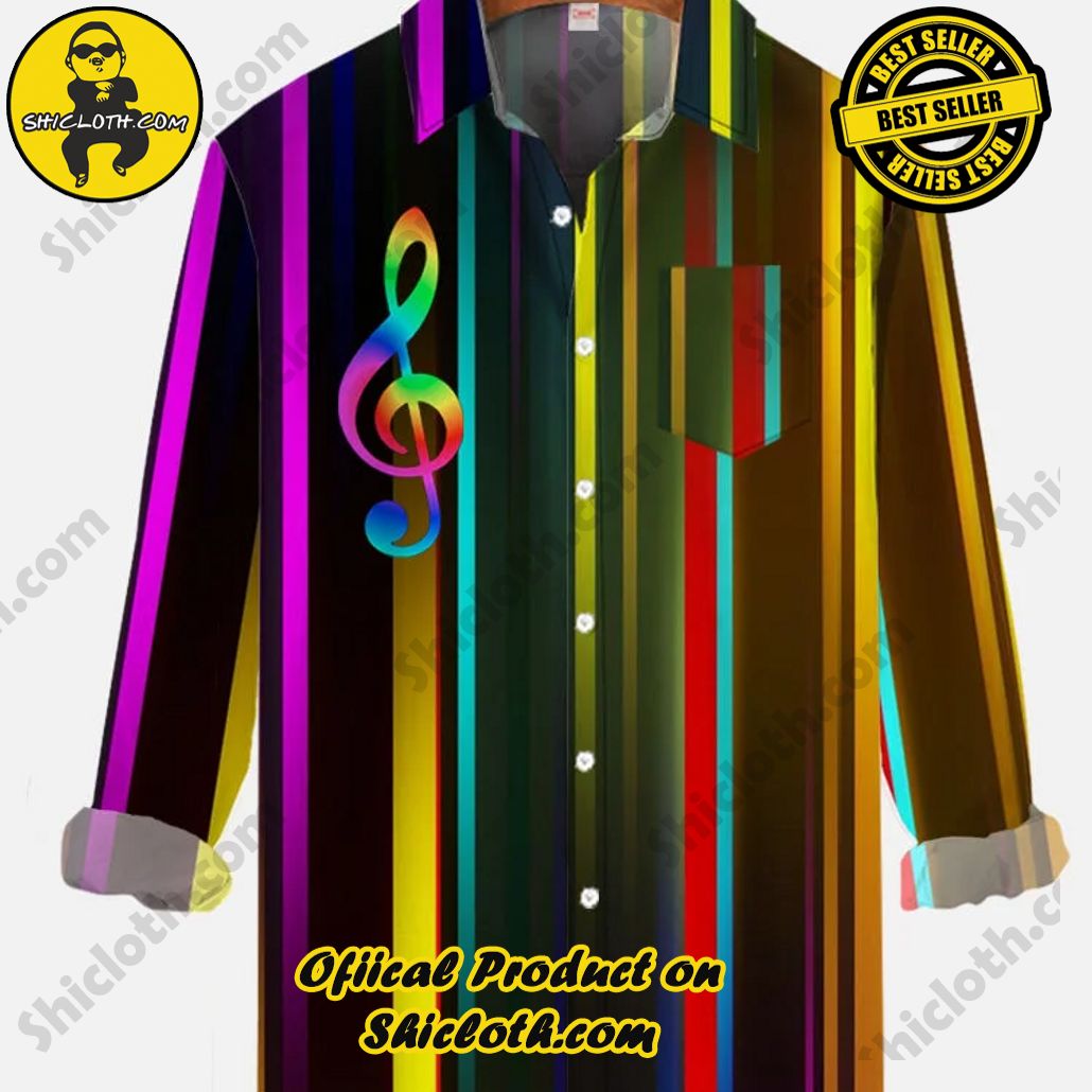 Stylish Vintage Rainbow Colorful Neon Striped Printing Long Sleeve Shirt