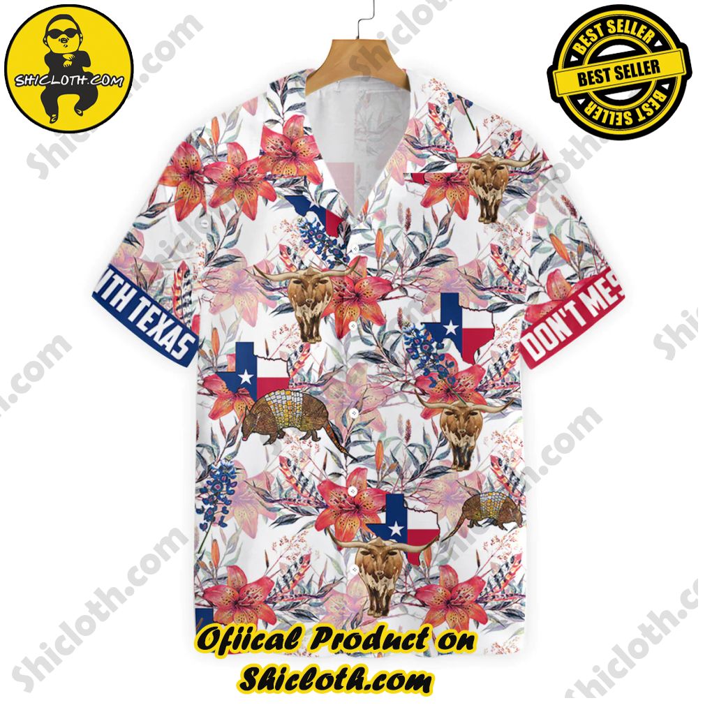Texas Trendy Hawaiian Shirt Bluebonnet Longhorn, Trendy Hawaiian Shirts For Men, Women
