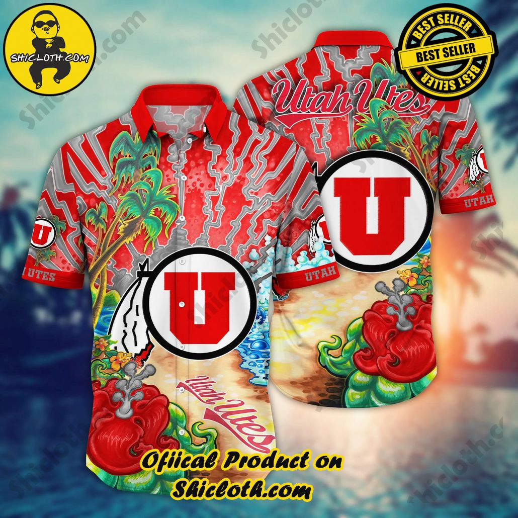Utah Utes NCAA Hawaiian Shirt Sun Showerstime Aloha Shirt