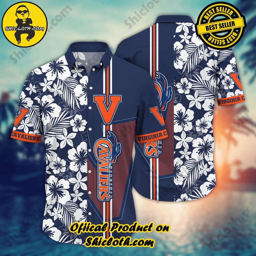 Virginia Cavaliers NCAA Hawaiian Shirt Tan Linestime Aloha Shirt