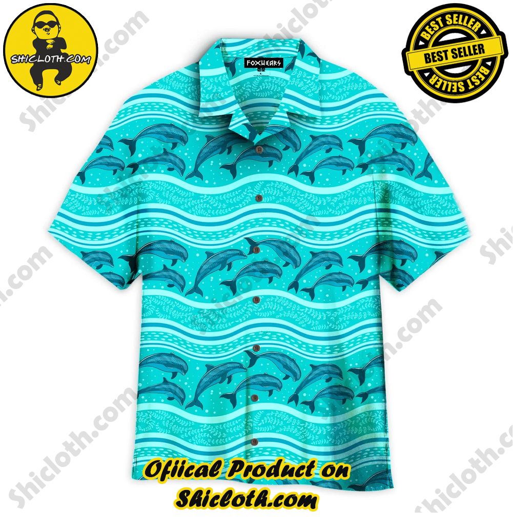A Flock Of Dolphins In The Sea Pattern Hawaiian Shirt
