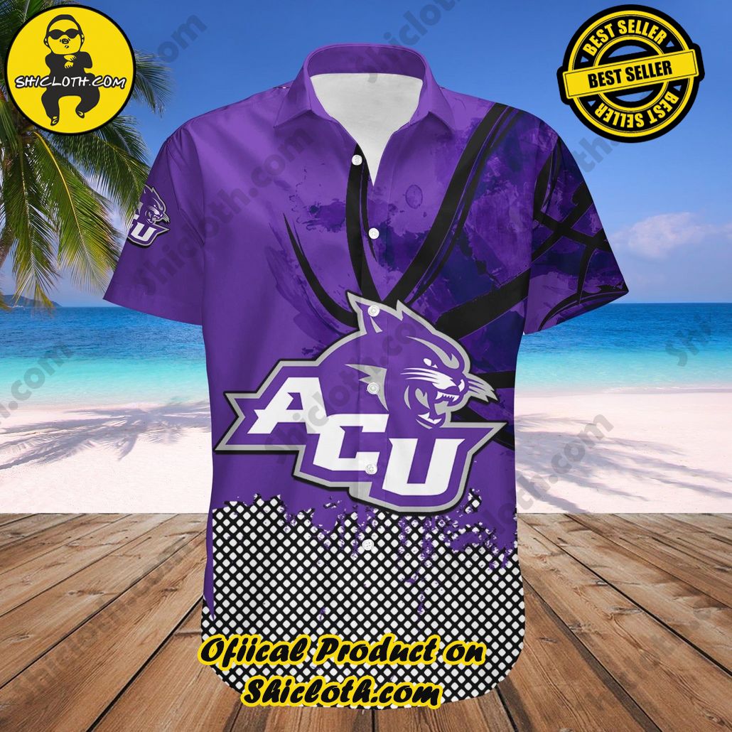 Abilene Christian Wildcats Hawaii Shirt Basketball Net Grunge Pattern NCAA