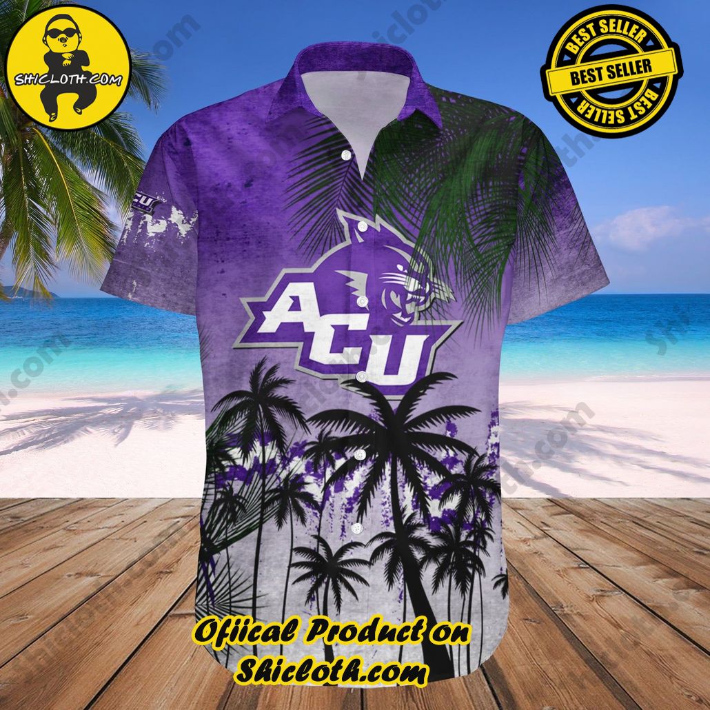 Abilene Christian Wildcats Hawaii Shirt Coconut Tree Tropical Grunge NCAA