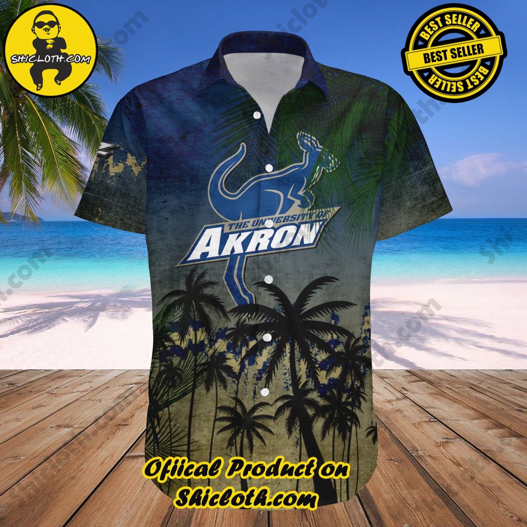 Akron Zips Hawaii Shirt Coconut Tree Tropical Grunge NCAA