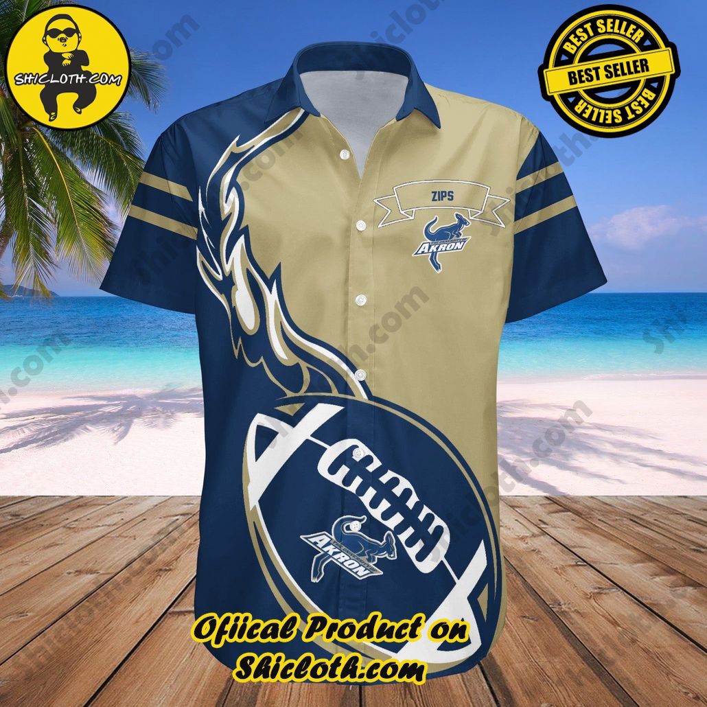 Akron Zips Hawaii Shirt Flame Ball NCAA