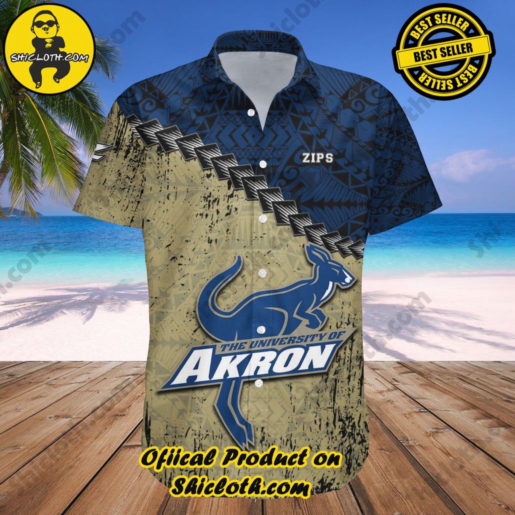 Akron Zips Hawaii Shirt Grunge Polynesian Tattoo NCAA
