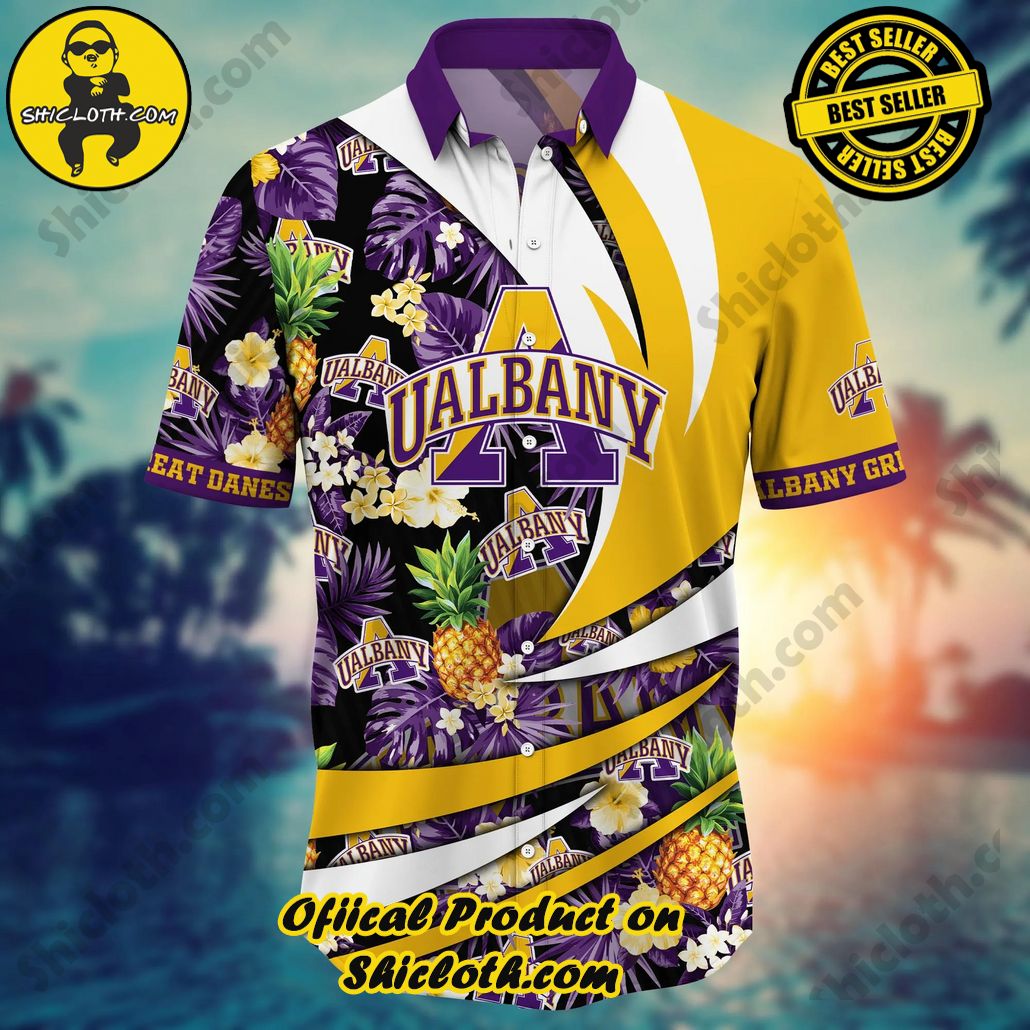 Albany Great Danes NCAA Hawaiian Shirt Midsummer Aloha Shirt Albany Great Danes NCAA Hawaiian Shirt Midsummer Aloha Shirt