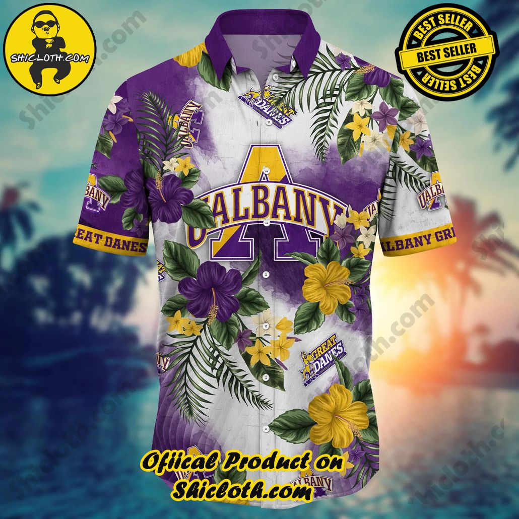 Albany Great Danes NCAA Hawaiian Shirt Sea Breezetime Aloha Shirt Albany Great Danes NCAA Hawaiian Shirt Sea Breezetime Aloha Shirt