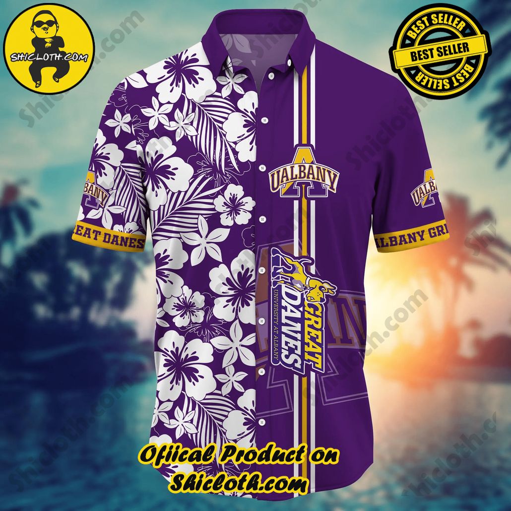 Albany Great Danes NCAA Hawaiian Shirt Tan Linestime Aloha Shirt Albany Great Danes NCAA Hawaiian Shirt Tan Linestime Aloha Shirt