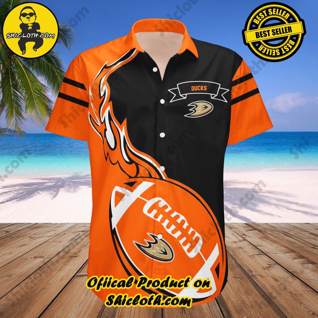 Anaheim Ducks Hawaii Shirt Flame Ball NHL
