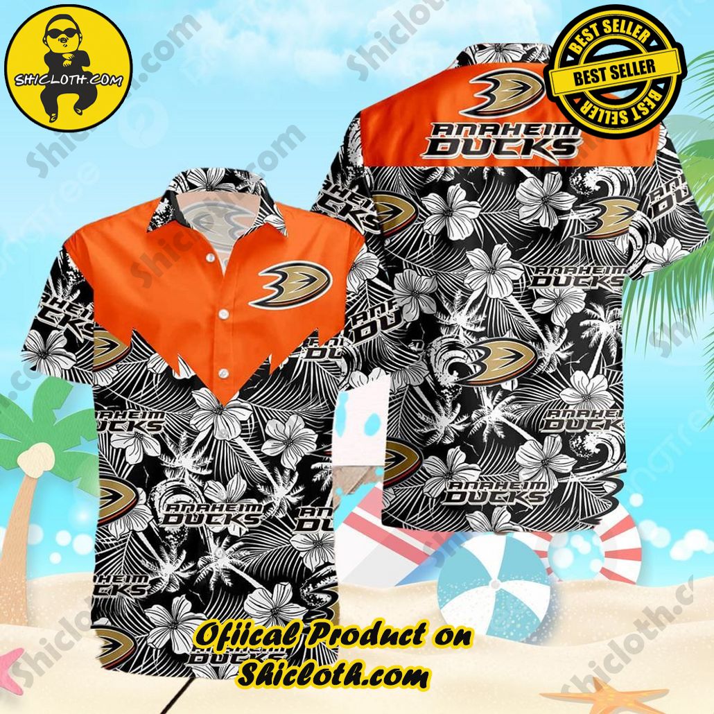 Anaheim Ducks Hawaiian Shirt Tropical Flower Pattern All Over Print