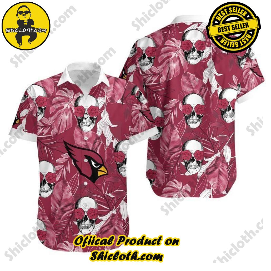 Arizona Cardinals Coconut Leaves And Skulls Hawaii Shirt And Shorts Summer Collection