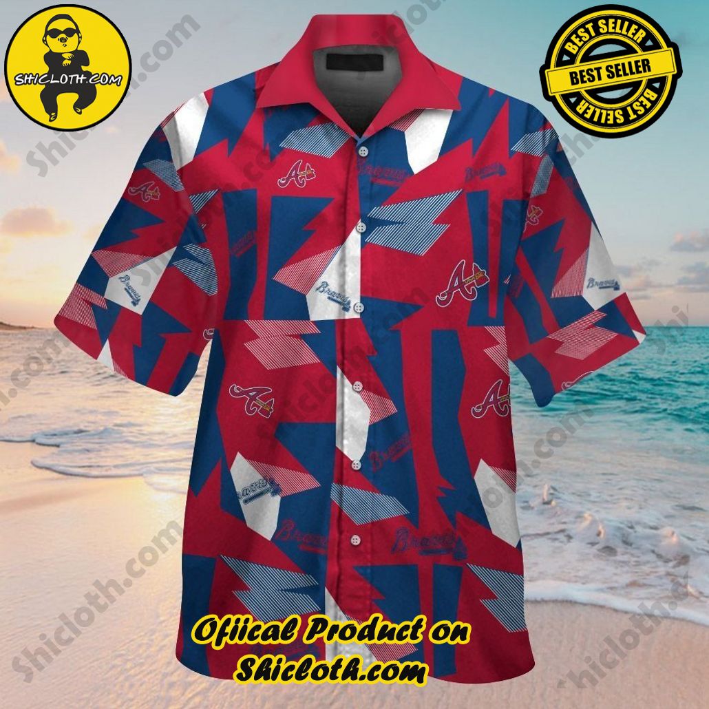 Atlanta Braves Short Sleeve Hawaiian Shirt Tropical Button Up