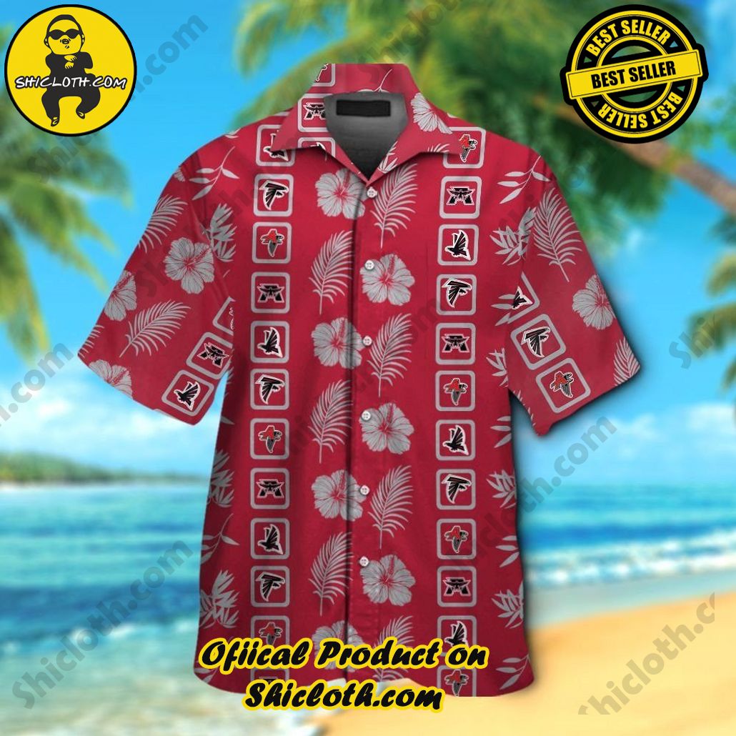 Atlanta Falcons Hawaiian Elegance Short Sleeve Shirt Button Up Tropical Design