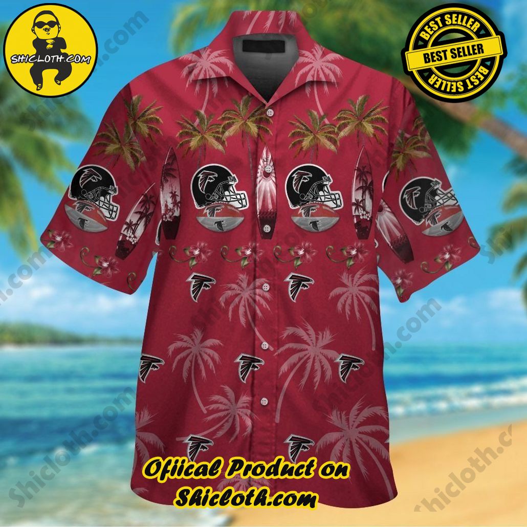 Atlanta Falcons Short Sleeve Tropical Hawaiian Shirt Button Up