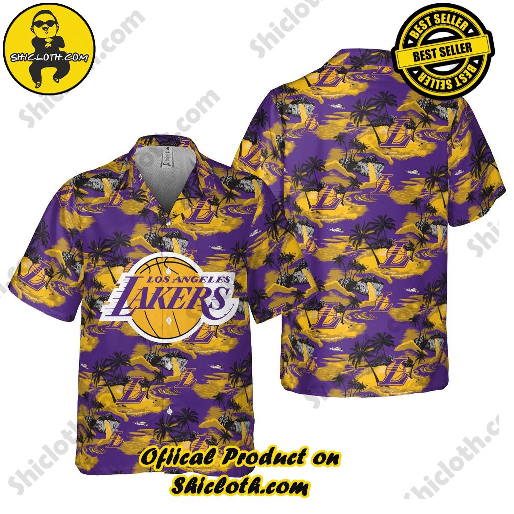 Authentic Hawaiian Shirt Los Angeles Lakers Theme