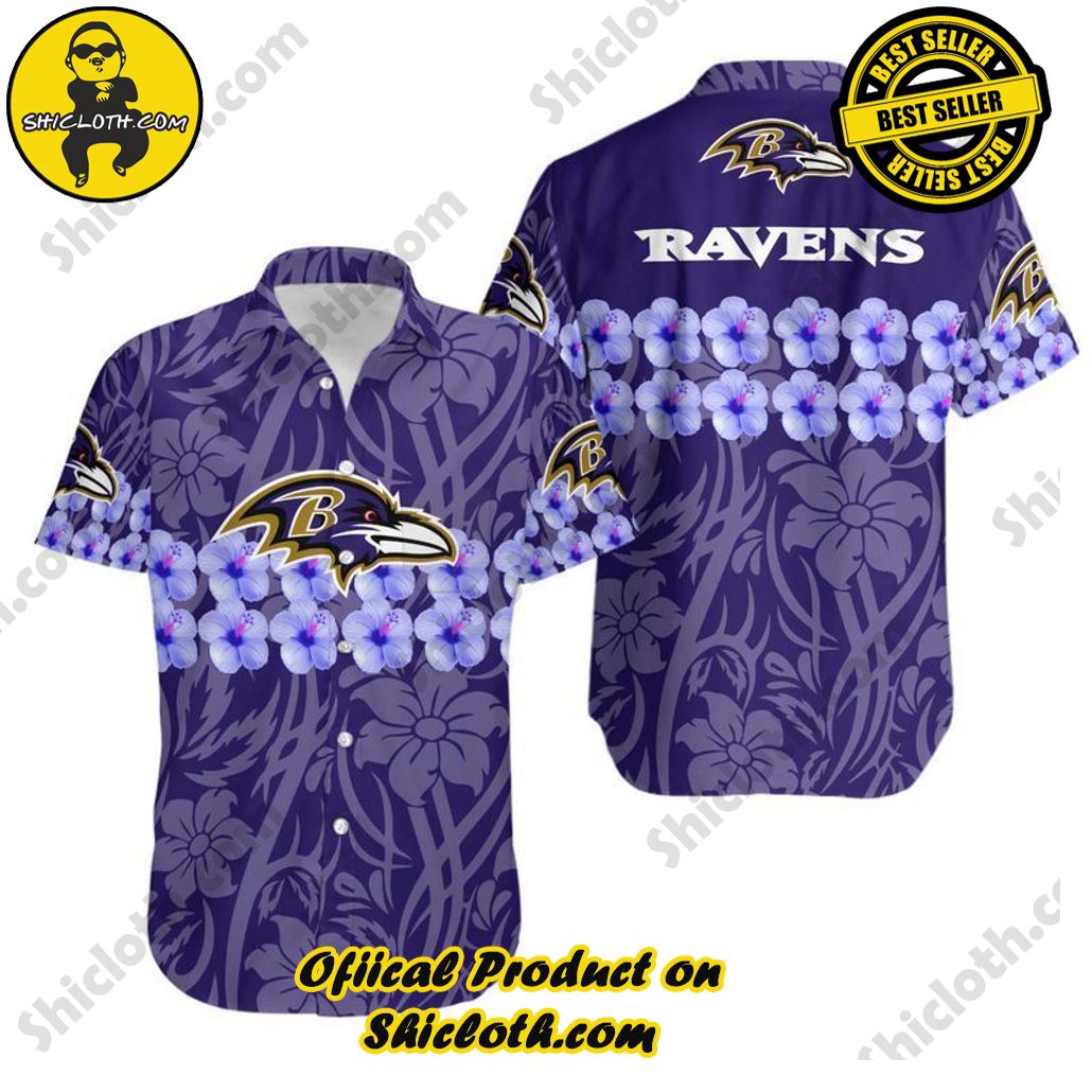 Baltimore Ravens Flower And Logo Hawaii Shirt And Shorts Summer Collection Trendy Aloha