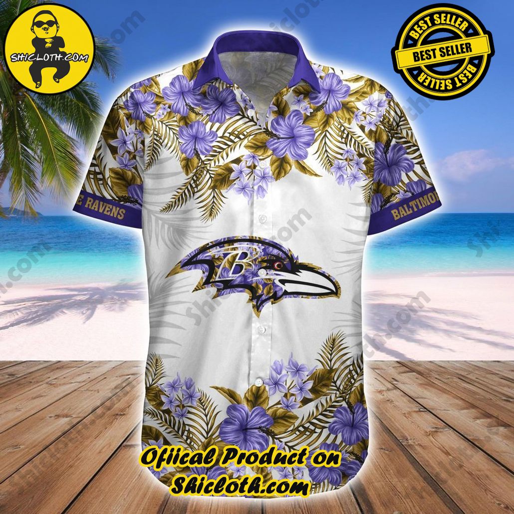 Baltimore Ravens Tropical Hawaiian Shirt Short Combo