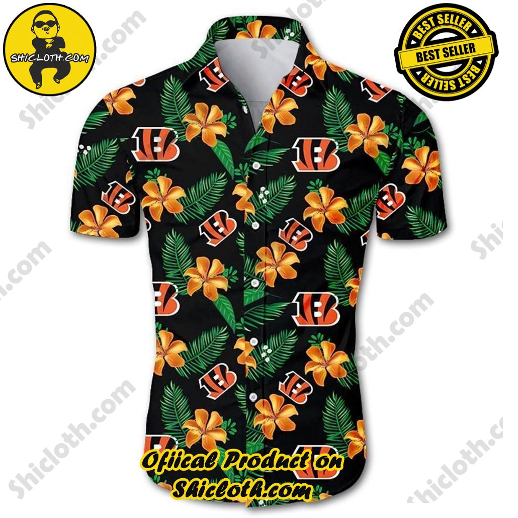 Beach Shirt Cincinnati Bengals Hawaiian Shirt Floral Button Up Slim Fit Body