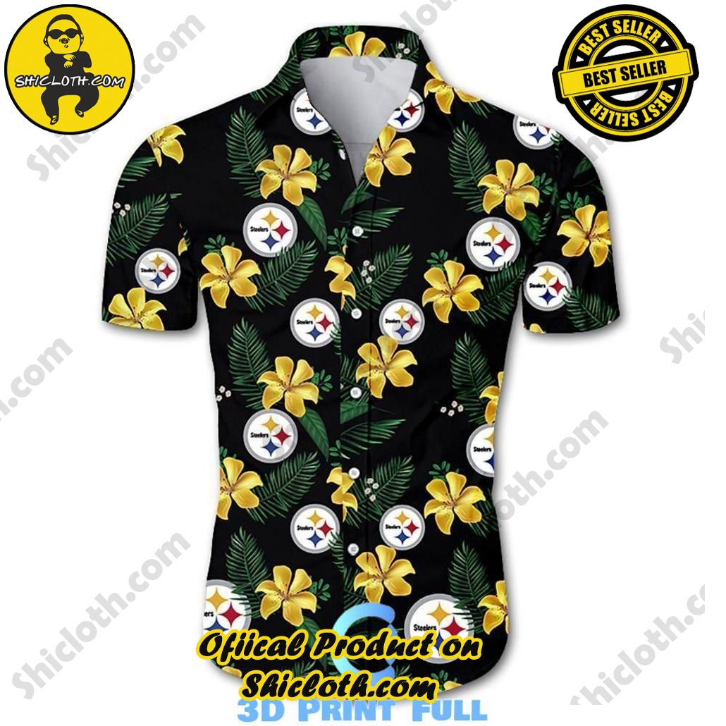 Beach Shirt NFL Pittsburgh Steelers Tropical Flower Hawaiian Shirt