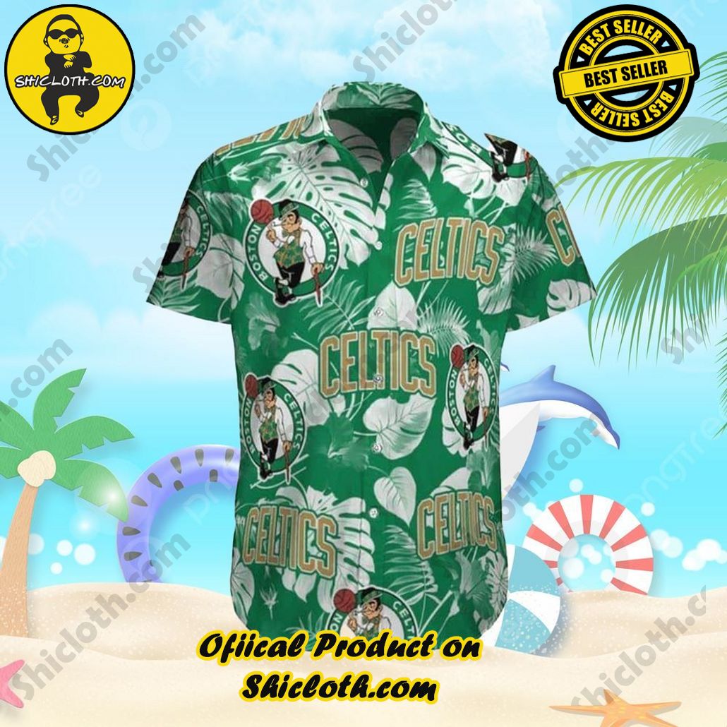 Boston Celtics Hawaiian Shirt Palm Leaves Pattern Beach Gift For Friend