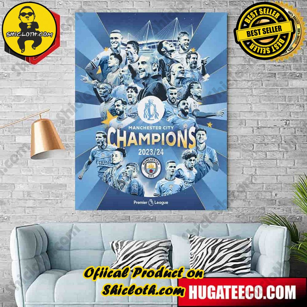 Congrats Manchester City Is Champions Premier League 2023-2024 Man City Champions Home Decor Poster Canvas