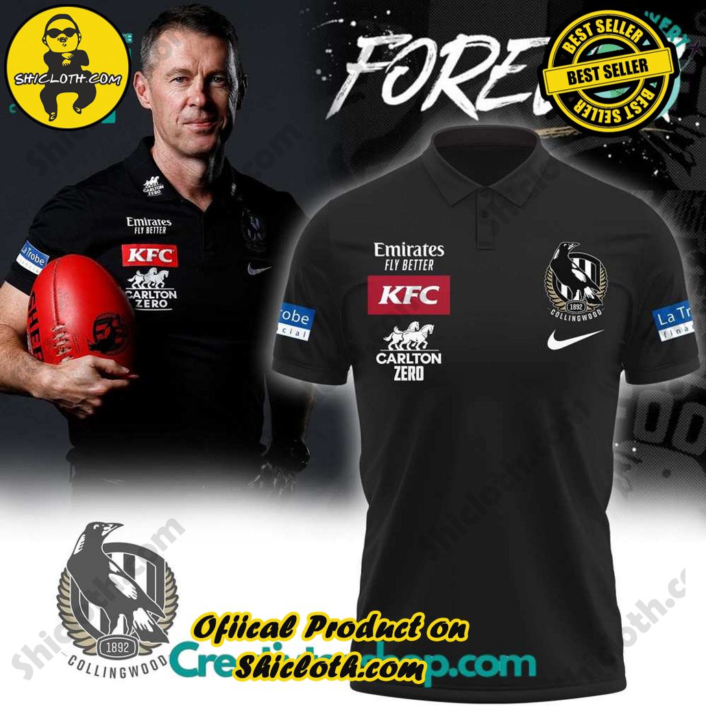 Craig McRae Collingwood Magpies Black Polo Shirt