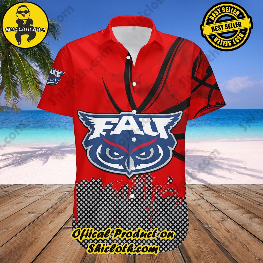 Florida Atlantic Owls Hawaii Shirt Basketball Net Grunge Pattern NCAA