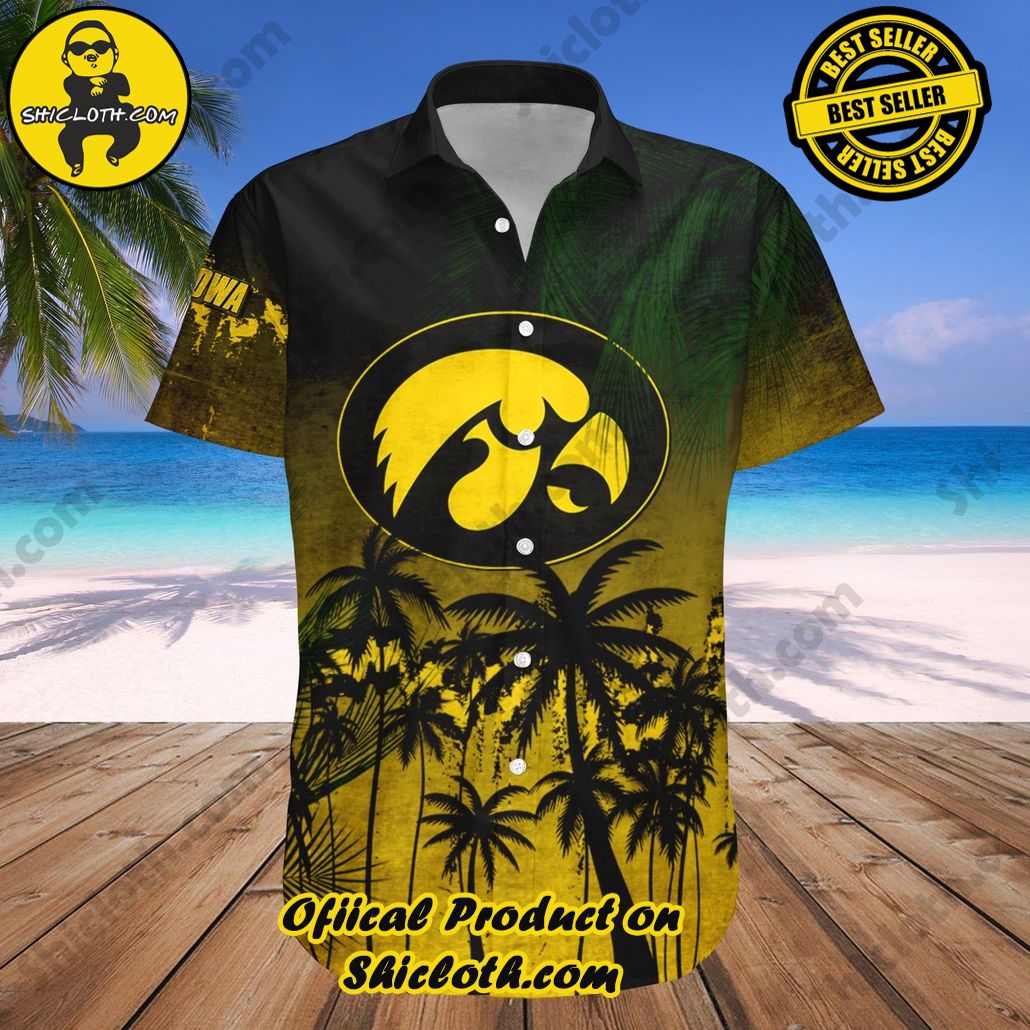 Iowa Hawkeyes Hawaii Shirt Coconut Tree Tropical Grunge NCAA