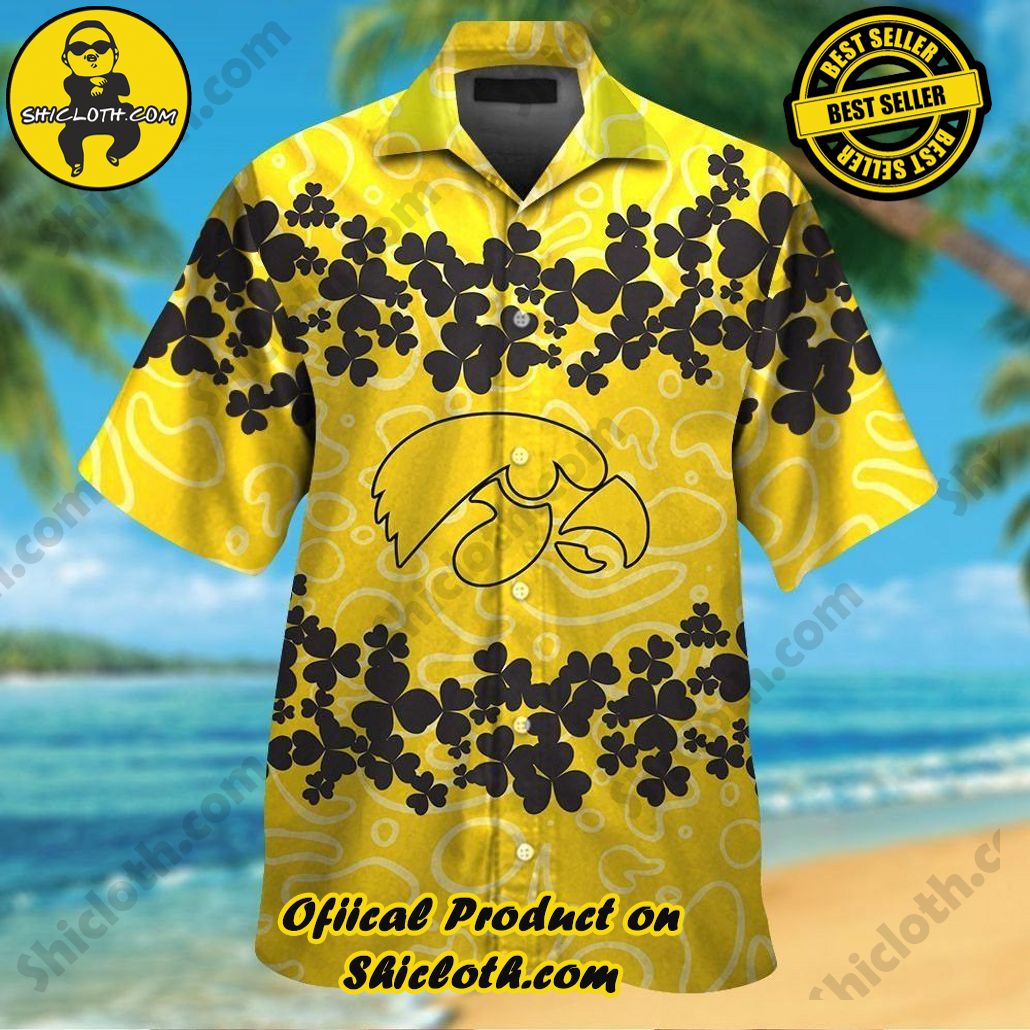 Iowa Hawkeyes Short Sleeve Button Up Tropical Hawaiian Shirt VER031