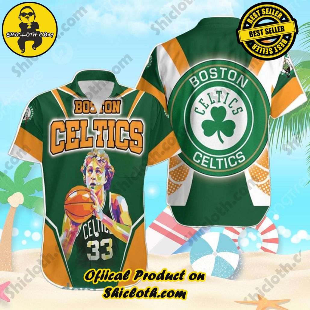 Larry Bird 33 Boston Celtics Vintage Artwork Hawaiian Shirt For Men Women