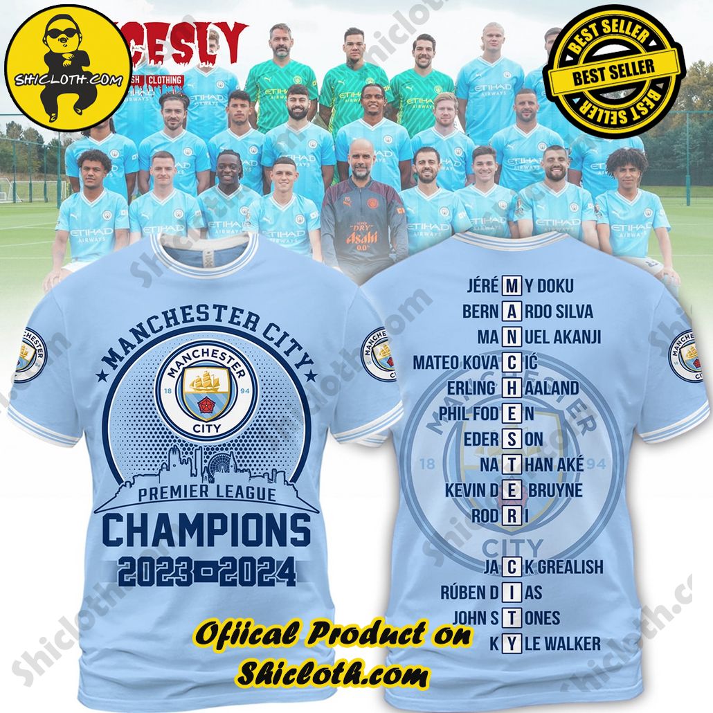 Manchester City Premier League Champions 2024 Hoodie T Shirt