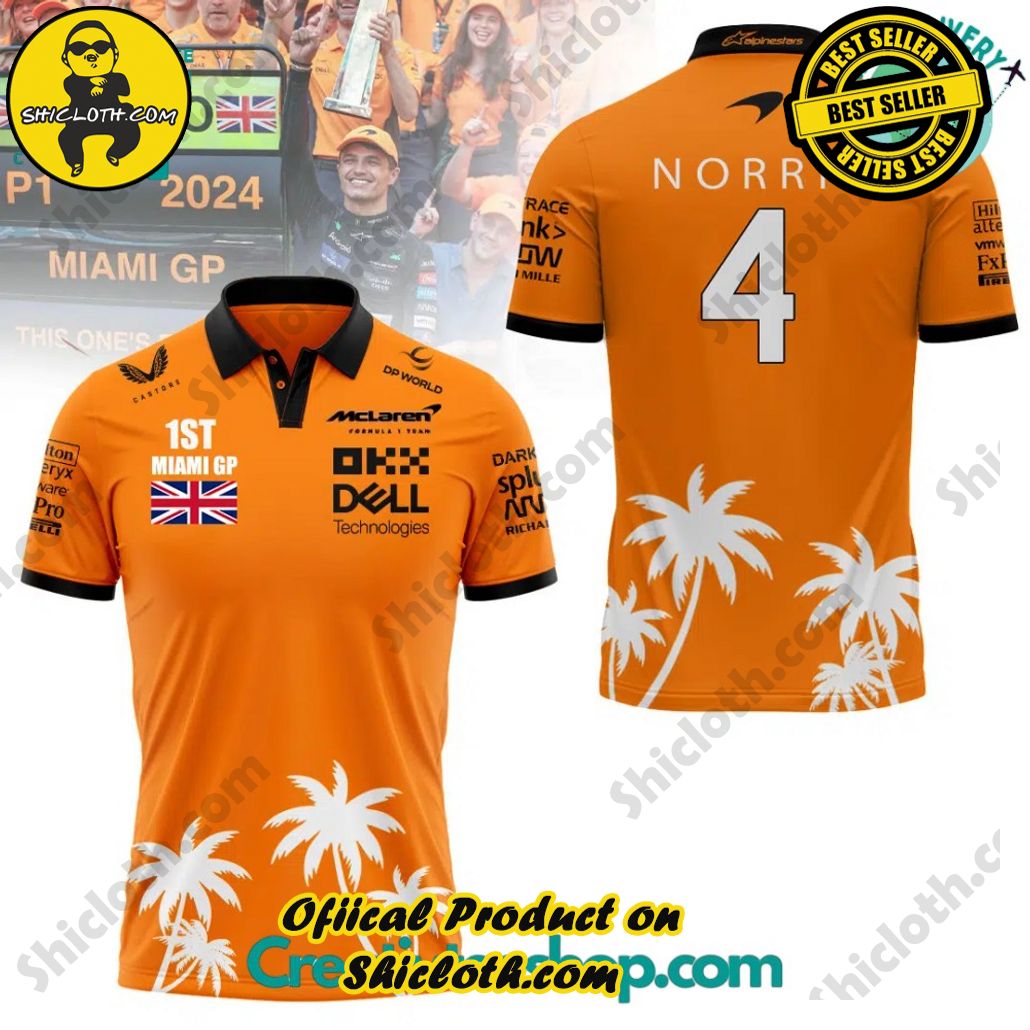 McLaren Fomula One MiamiGP Lando Norris 1st Orange Polo Shirt