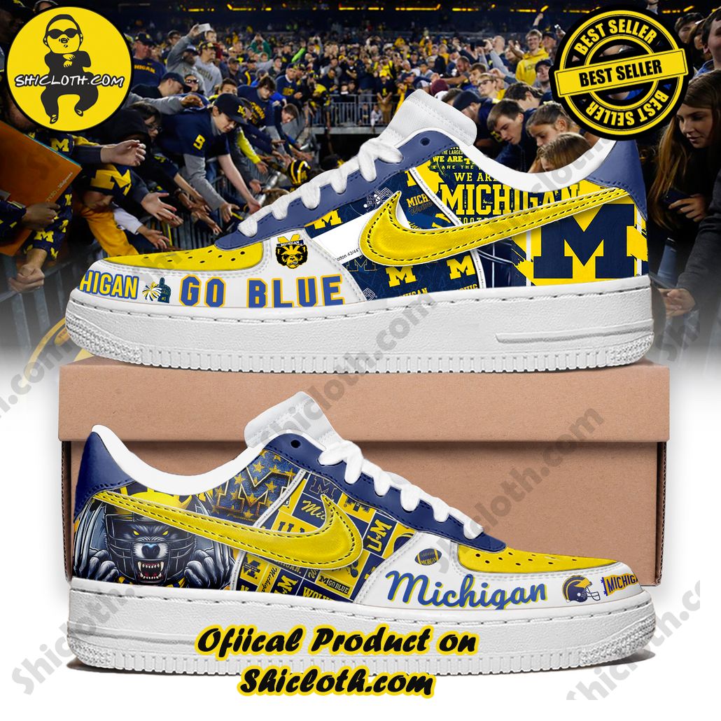 Michigan Wolverines Football Team Go Blue Air Force 1 Shoes Michigan Wolverines Football Team Go Blue Air Force 1 Shoes
