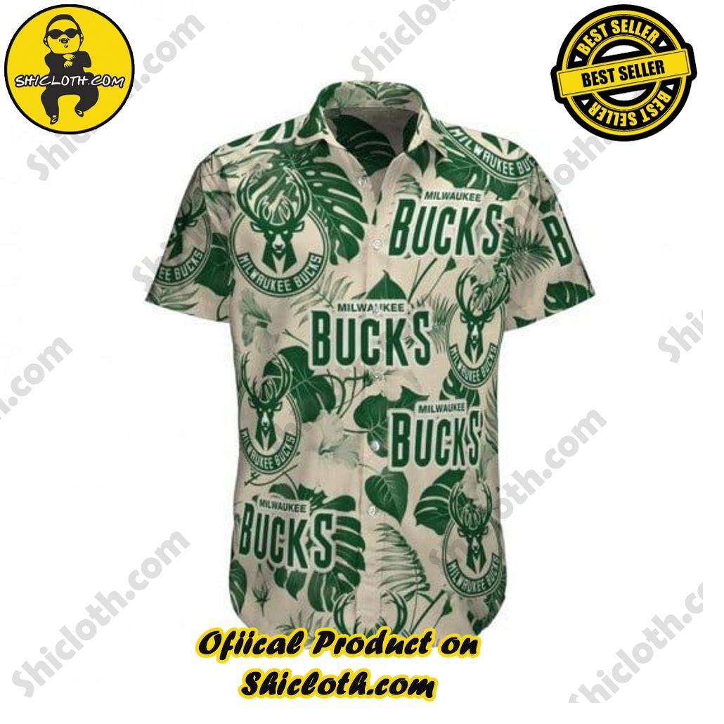 Milwaukee Bucks Basketball Leave Tropical Pattern For Fans 3D Hawaiian Shirt
