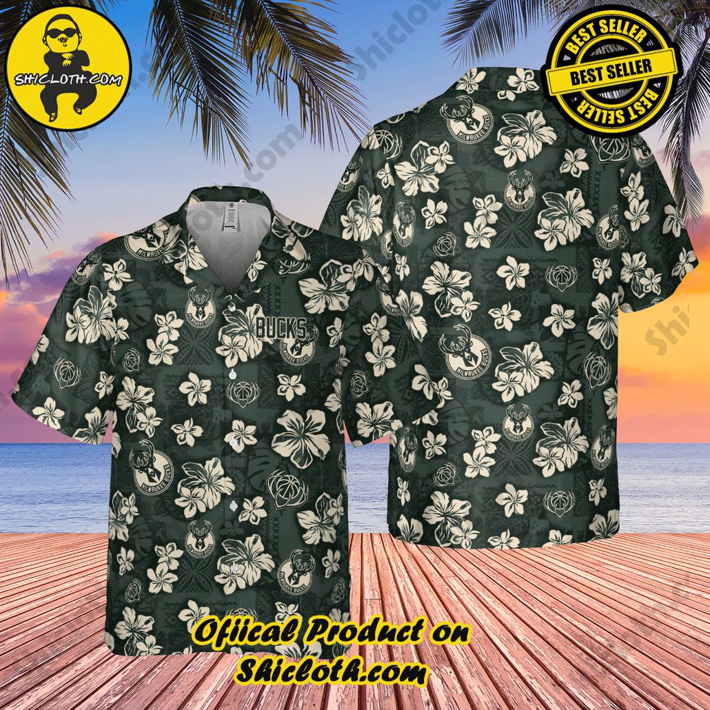 Milwaukee Bucks Flower Pattern 3D Hawaiian Shirt